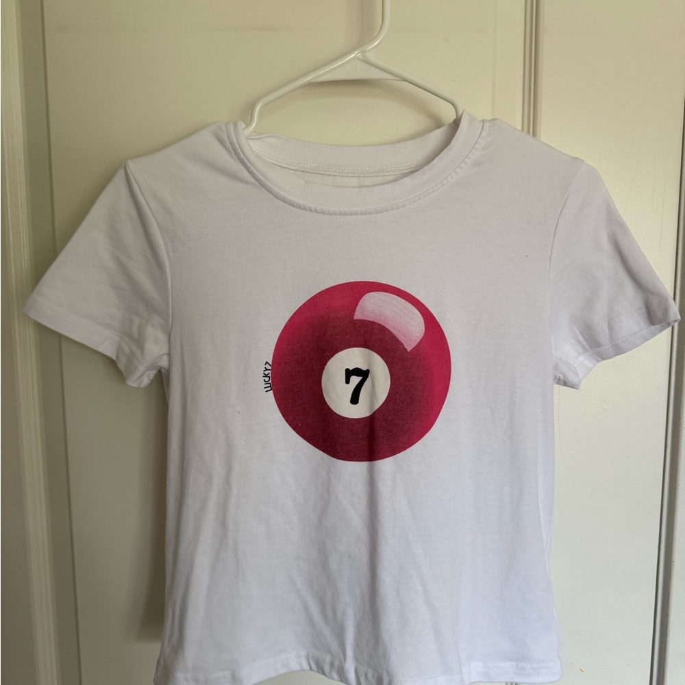 White Crop Top with Red Graphic